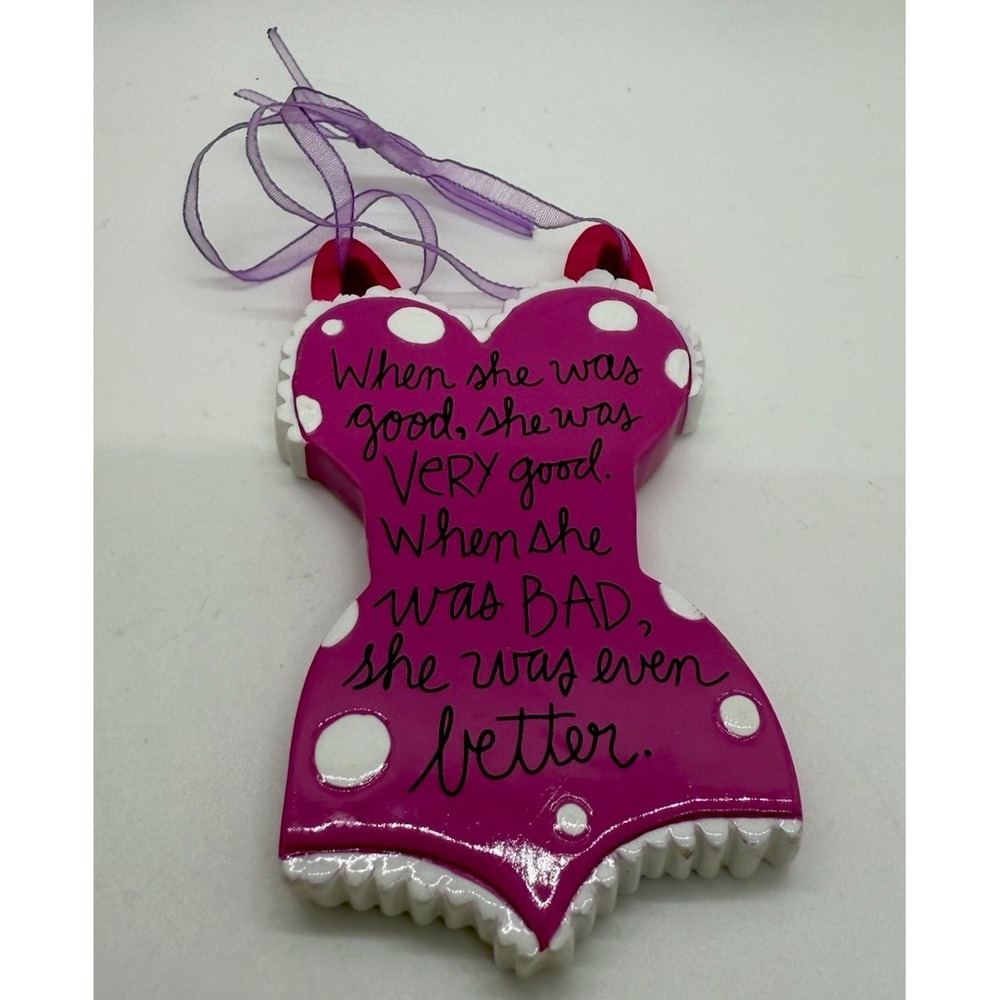 Hallmark Mae West Quote Ornament Pink Polka Dot Christmas  "when She Was Good...